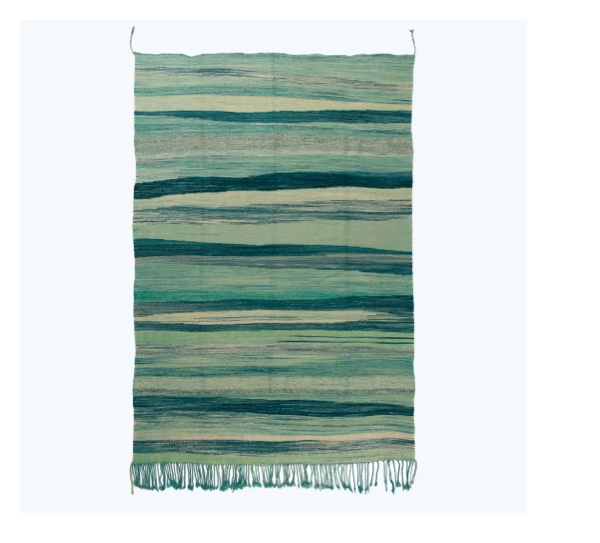 Green Flatweave Wool Rug - 9'7" x 12'