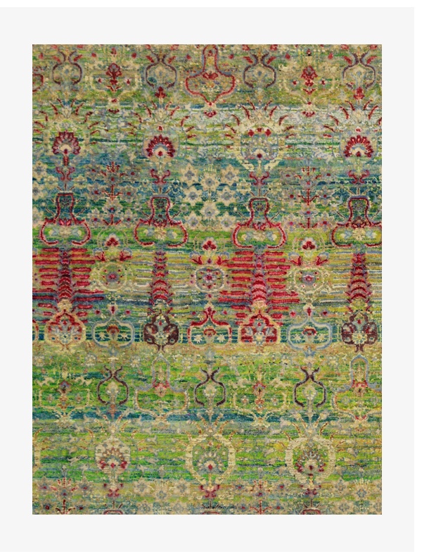 Green & Pink Alchemy Contemporary Wool Silk Blend Runner