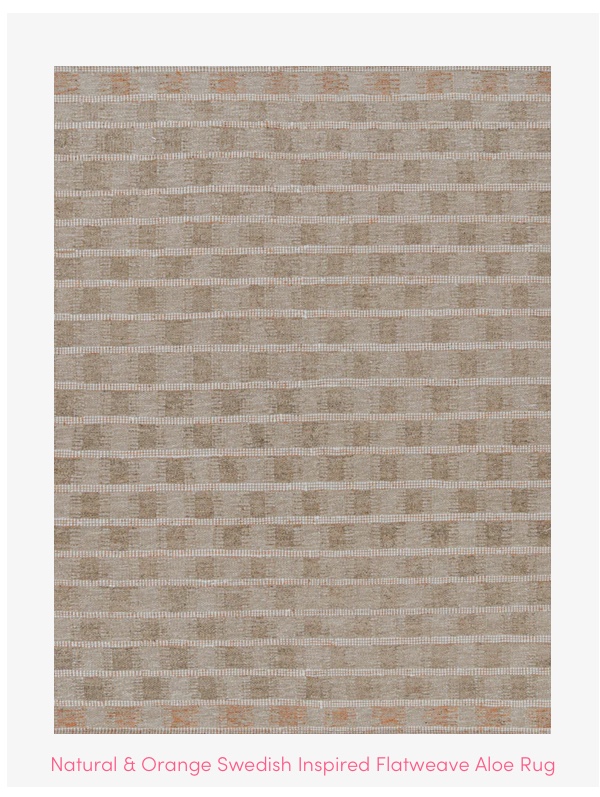 Natural & Orange Swedish Inspired Flatweave Aloe Rug