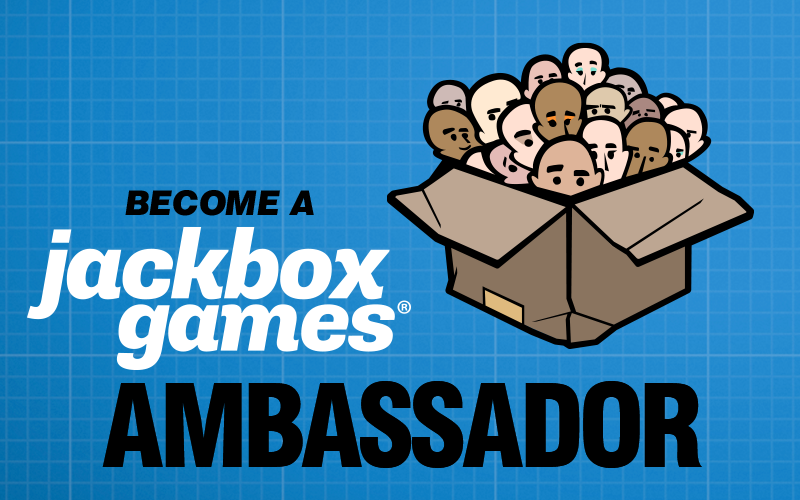 become a jackbox games ambassador with a cardboard box full of diverse bald heads