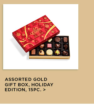 Assorted Chocolate Gold Gift Box, Holiday Edition, 15pc.