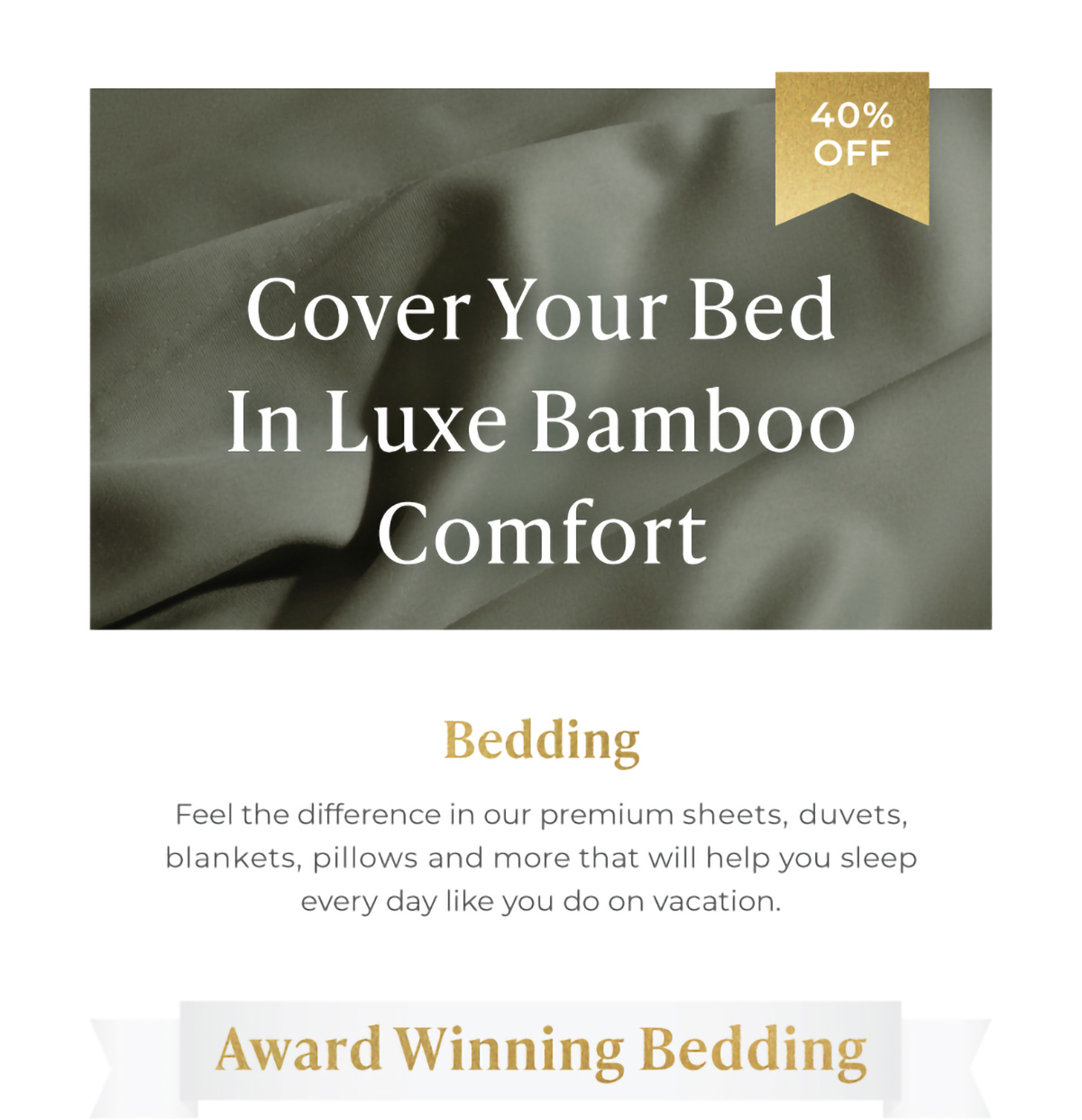 40% OFF - Cover your bed in luxe bamboo comfort!