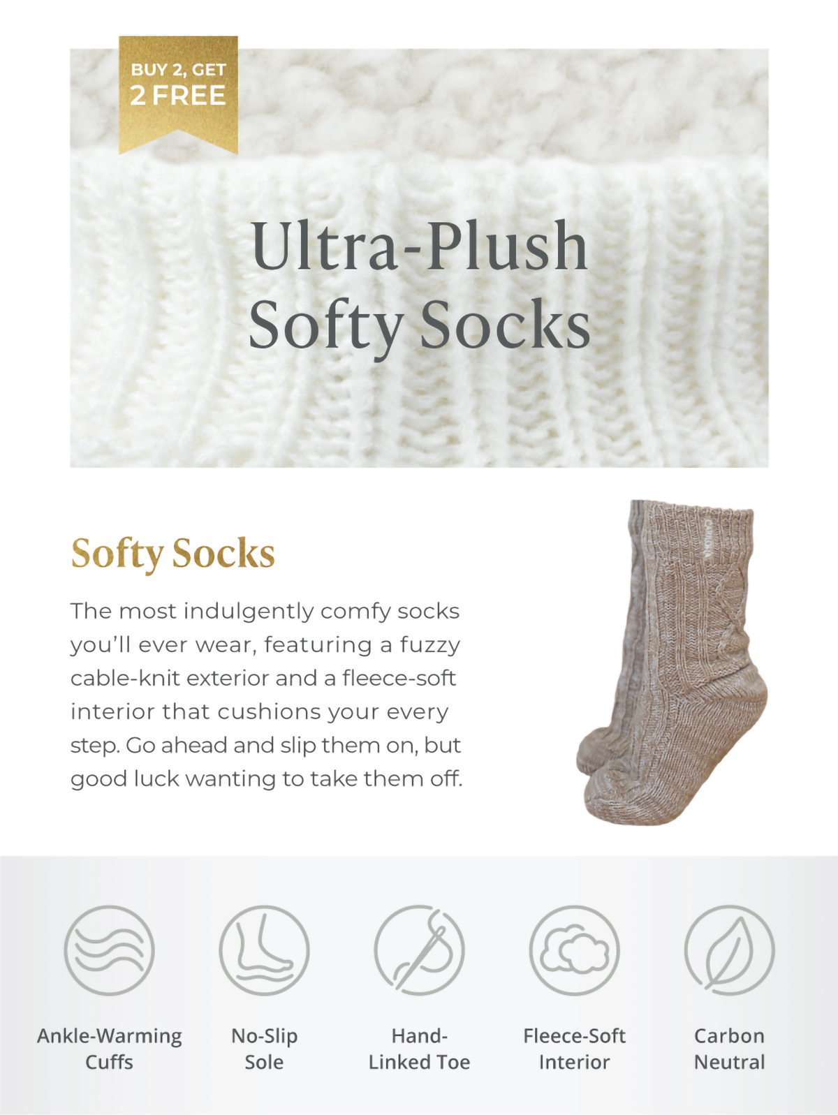 Buy 2, Get 2 FREE -- Ultra Plush Softy Socks