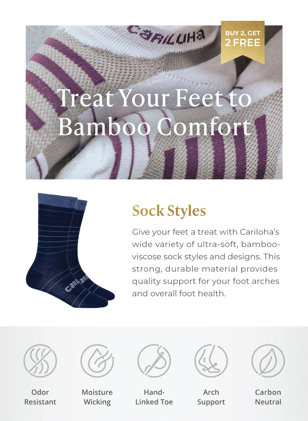 Buy 2, Get 2 FREE -- All Sock Styles with over 40 options to choose from!