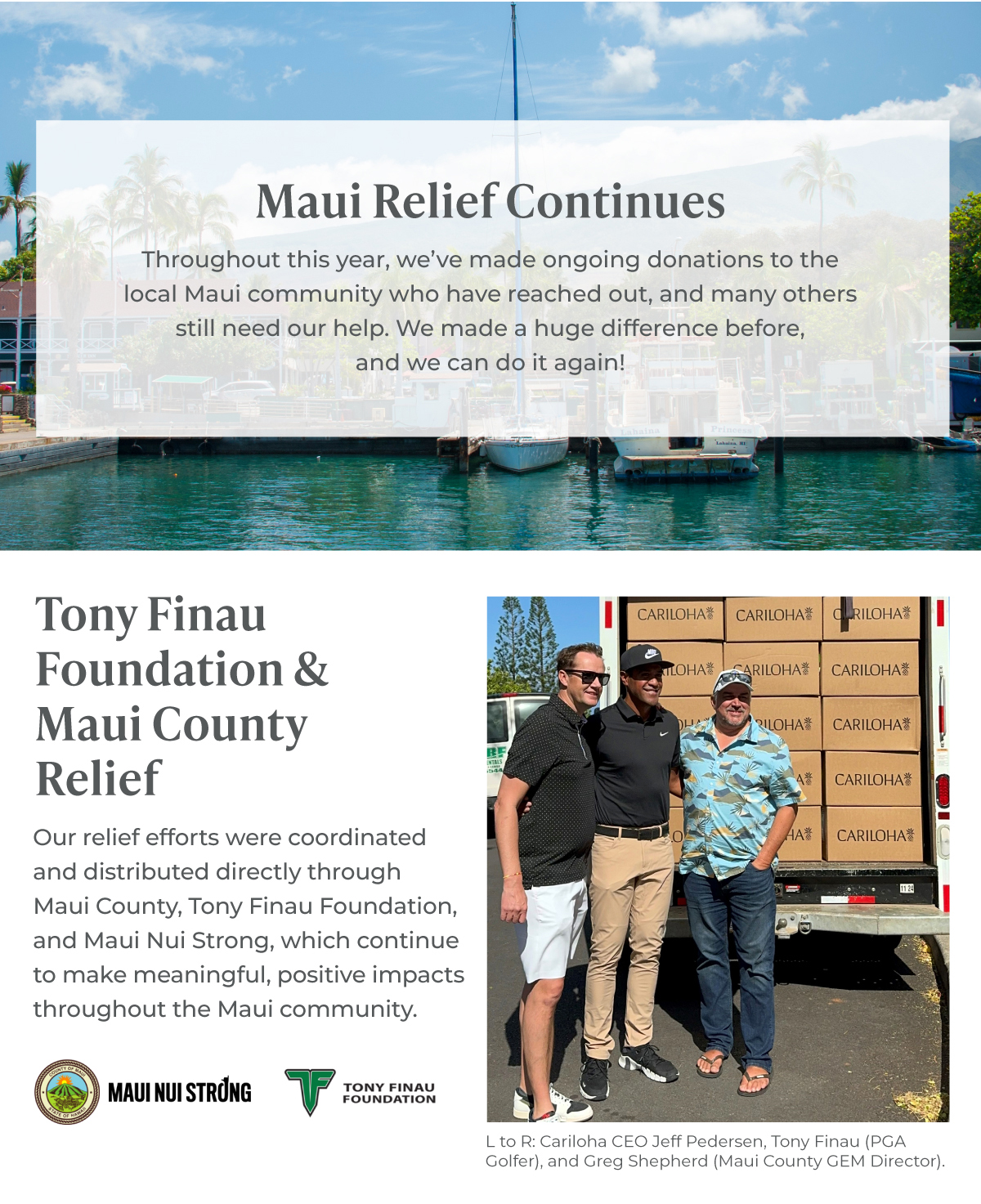 Maui Relief Continues with the Tony Finau Foundation