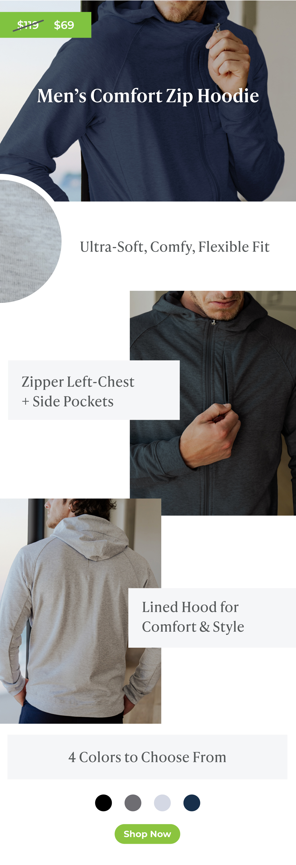 Men's Comfort Zip Hoodie ... Was $119, Now $69