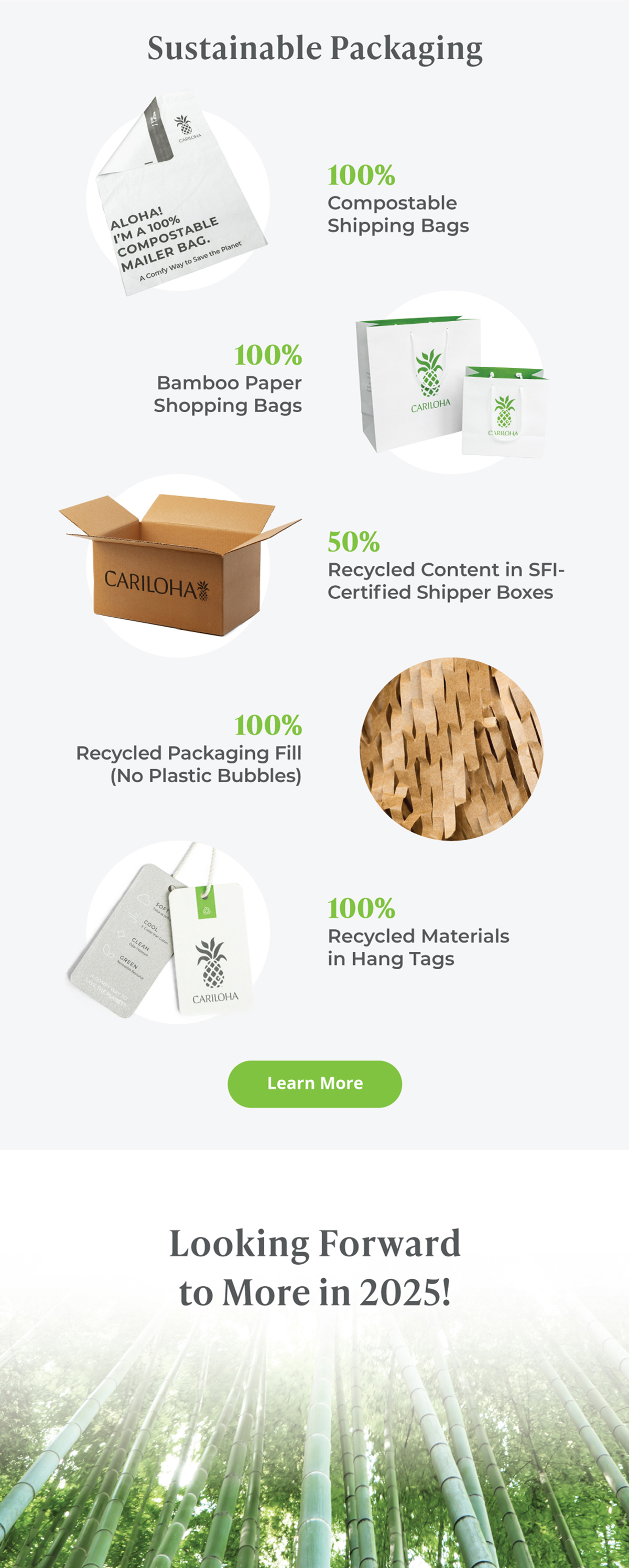 Sustainable Packaging. Learn More.