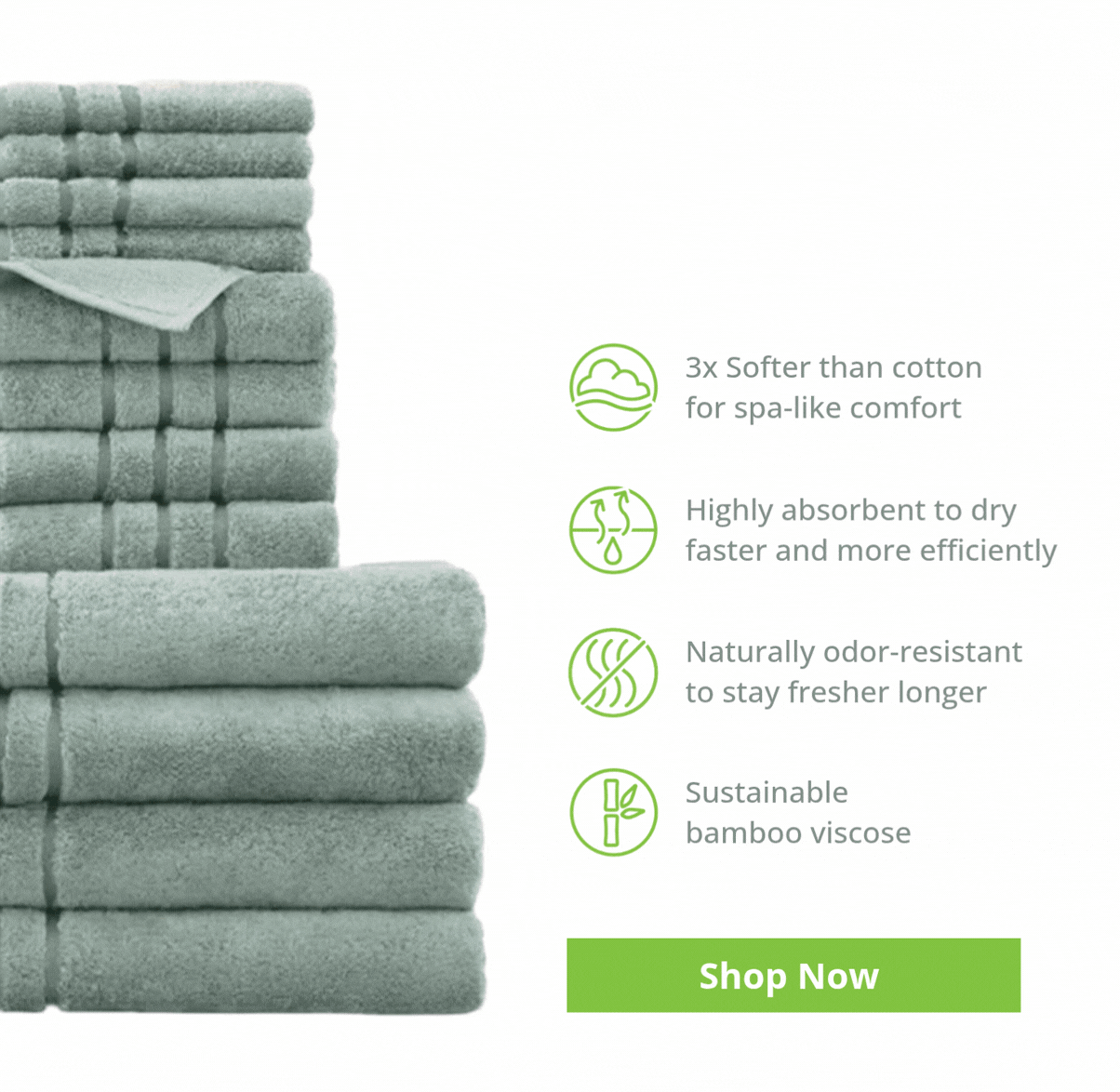 3x softer than cotton... Highly absorbent... Naturally odor-resistant.