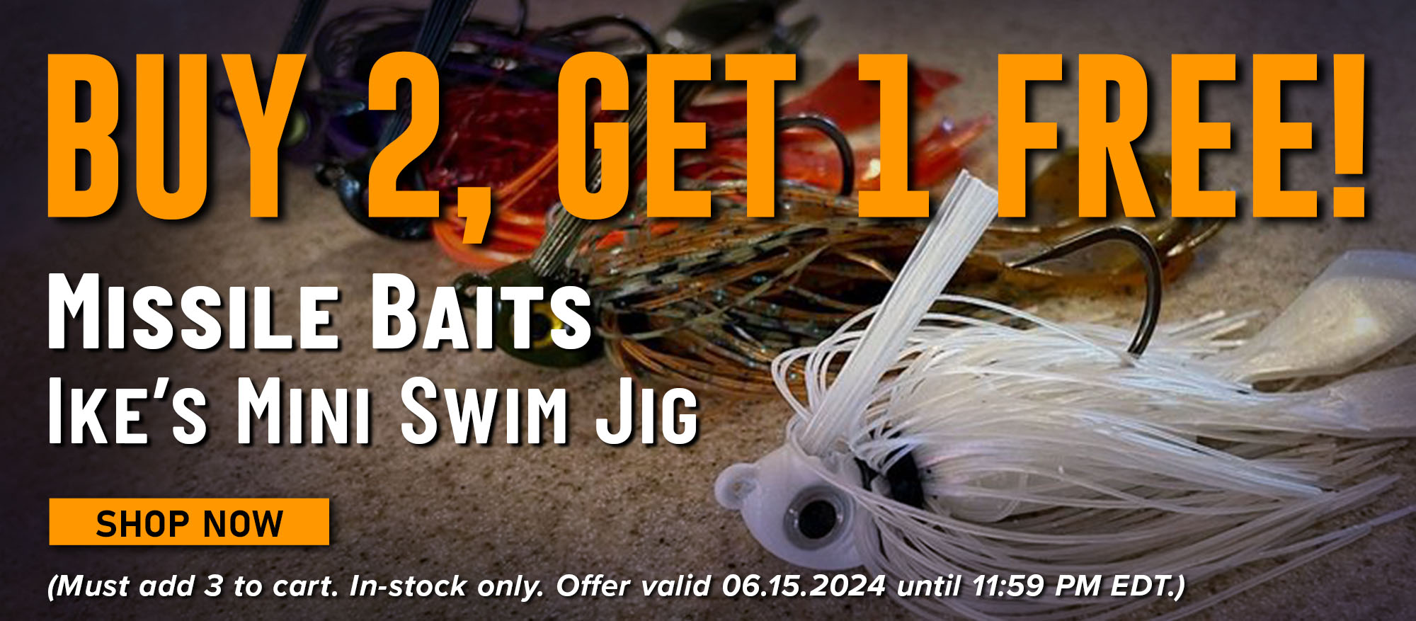 Buy 2, Get 1 Free! Missile Baits Ike's Mini Swim Jig Shop Now (Must add 3 to cart. In-stock only. Offer valid 06.15.2024 until 11:59 PM EDT.)
