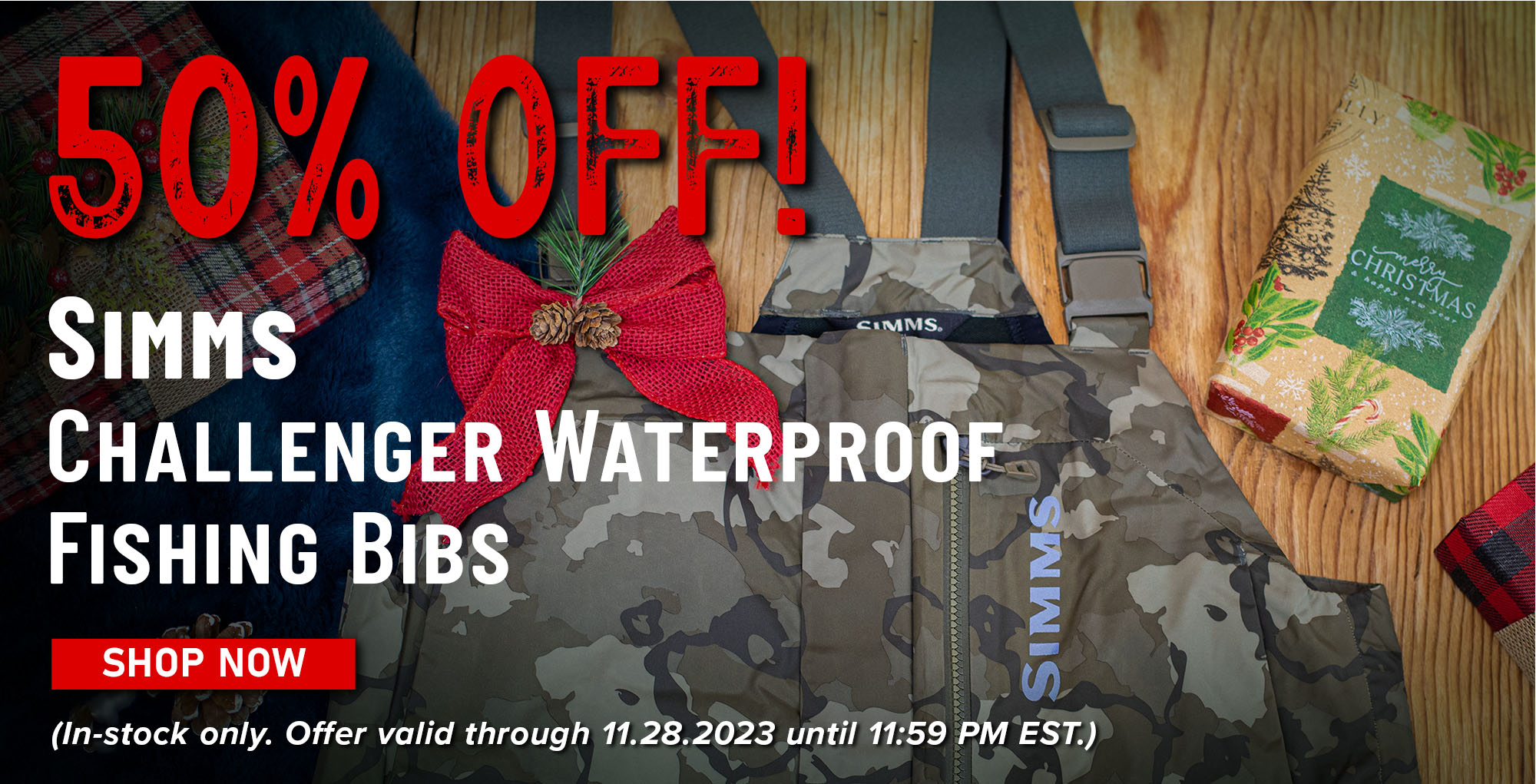 50% Off! Simms Challenger Waterproof Fishing Bibs Shop Now (In-stock only. Offer valid through 11.28.2023 until 11:59 PM EST.)
