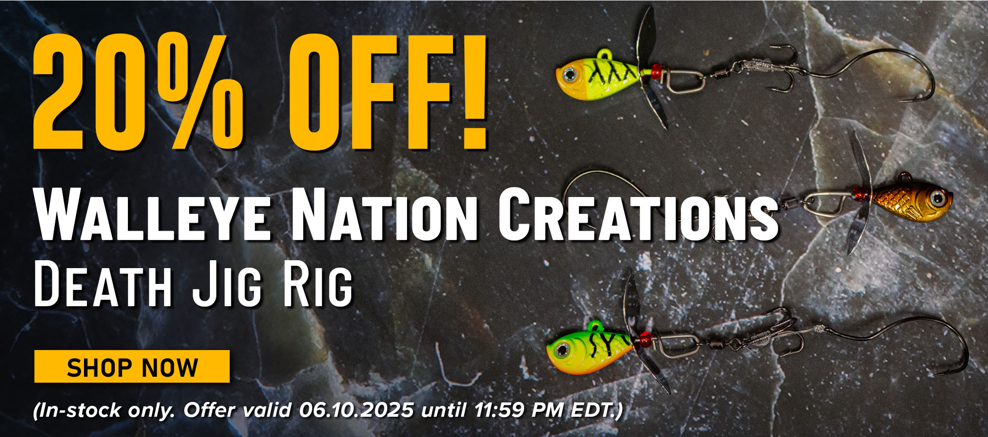 20% Off! Walleye Nation Creations Death Jig RIg Shop Now (In-stock only. Offer valid 06.10.2025 until 11:59 PM EDT.)