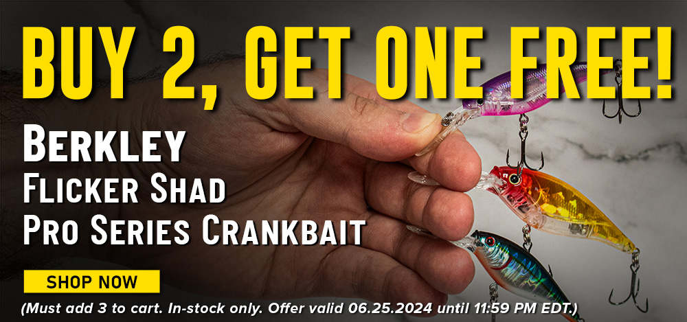 Buy 2, Get One Free! Berkley Flicker Shad Pro Series Crankbait Shop now (Must add 3 to cart. In-stock only. Offer valid 06.25.2024 until 11:59 PM EDT.)
