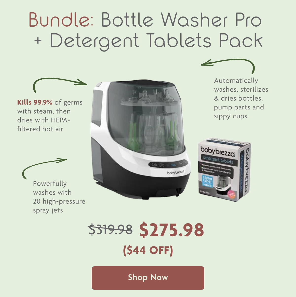 Bundle: Bottle Washer Pro + Detergent Tablets Pack | Shop Now