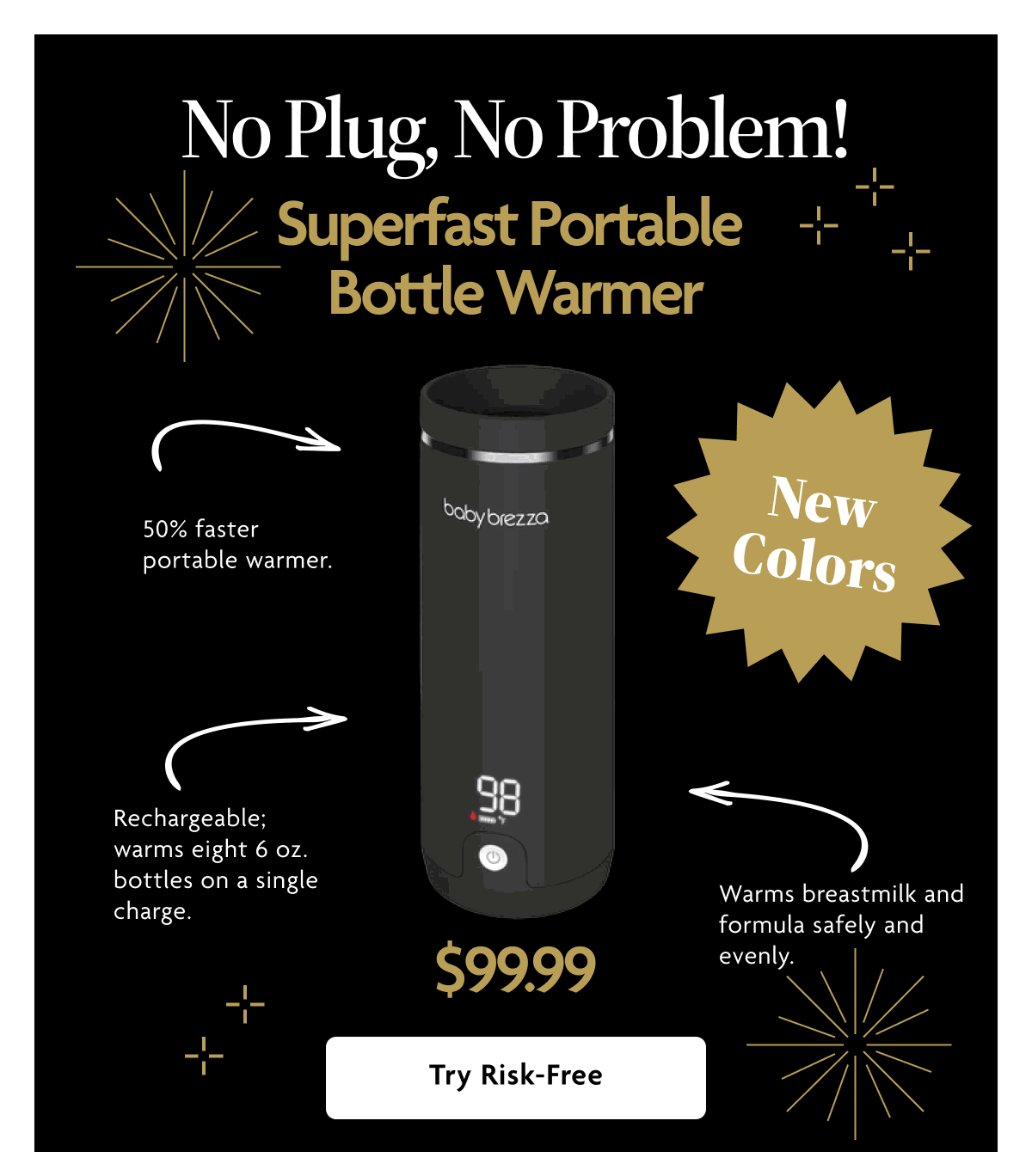 No Plug, No Problem! Superfast Portable Bottle Warmer | Try Risk-Free