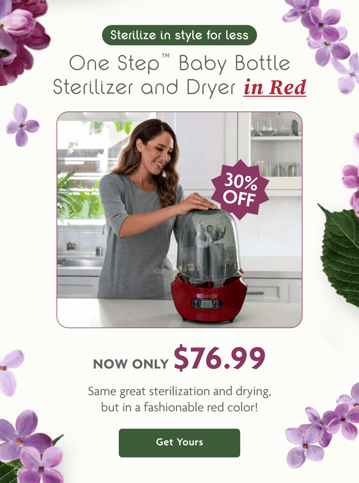 One Step Baby Bottle Sterilizer And Dryer In Red | Get Yours