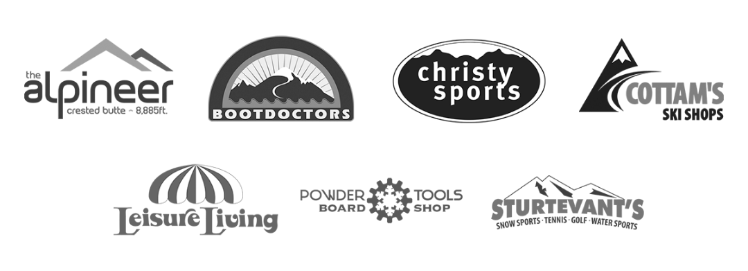 The Alpineer, Bootdoctors, Christy Sports, Cottam's Ski Shops, Leisure Living, Powder Tools Board Shop, Sturtevant's