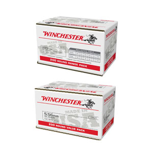 Winchester USA 5.56, 5.56 M855, or 223 FMJ 200 Count Ammo
