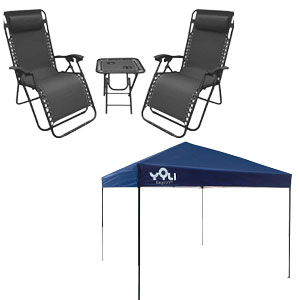 WFS 3-Piece Zero Gravity Chair Set or Yoli 10x10 Easylift Canopy