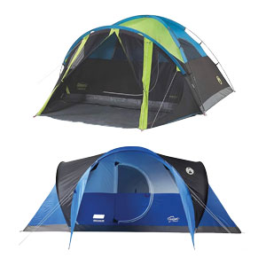Coleman 4 Person Dark Room Dome Tent with Screen Porch or Montana 8 Person Camping Tent