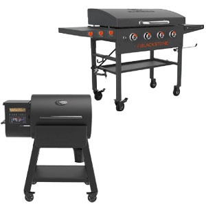 Blackstone 36" Griddle Station with Hood or Louisiana Grills Black Label Series Pellet Grill