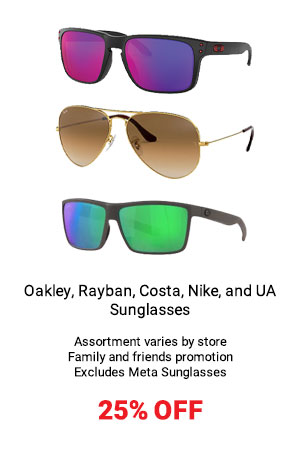 Oakley, Ray-Ban, Costa, Nike and Under Armour Sunglasses