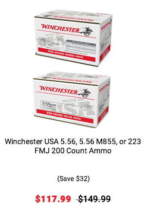 Winchester USA 5.56, 5.56 M855 or .223 FMJ 200-Count Ammunition