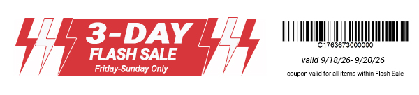 September 18 through 20 Flash Sale checkout barcode