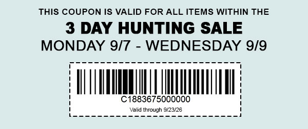 3-Day Hunting Sale checkout barcode