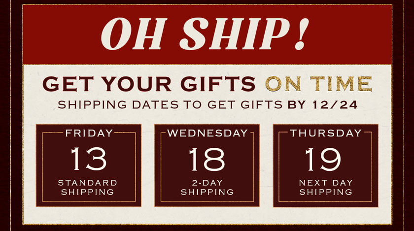 Oh Ship! Get Your Gifts on Time - Shipping Calendar