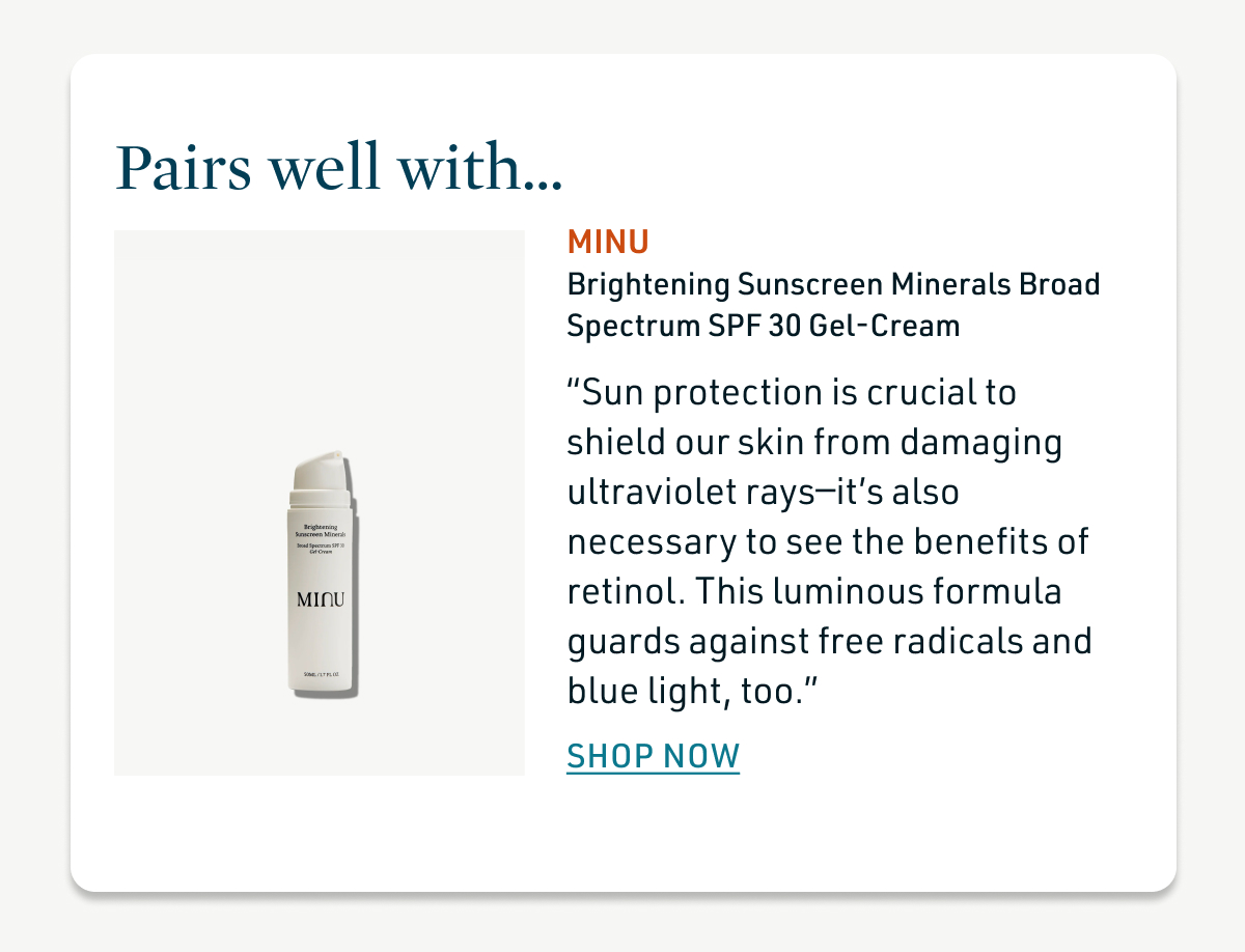 Minu Brightening Sunscreen Minerals Broad Spectrum SPF 30 Gel-Cream