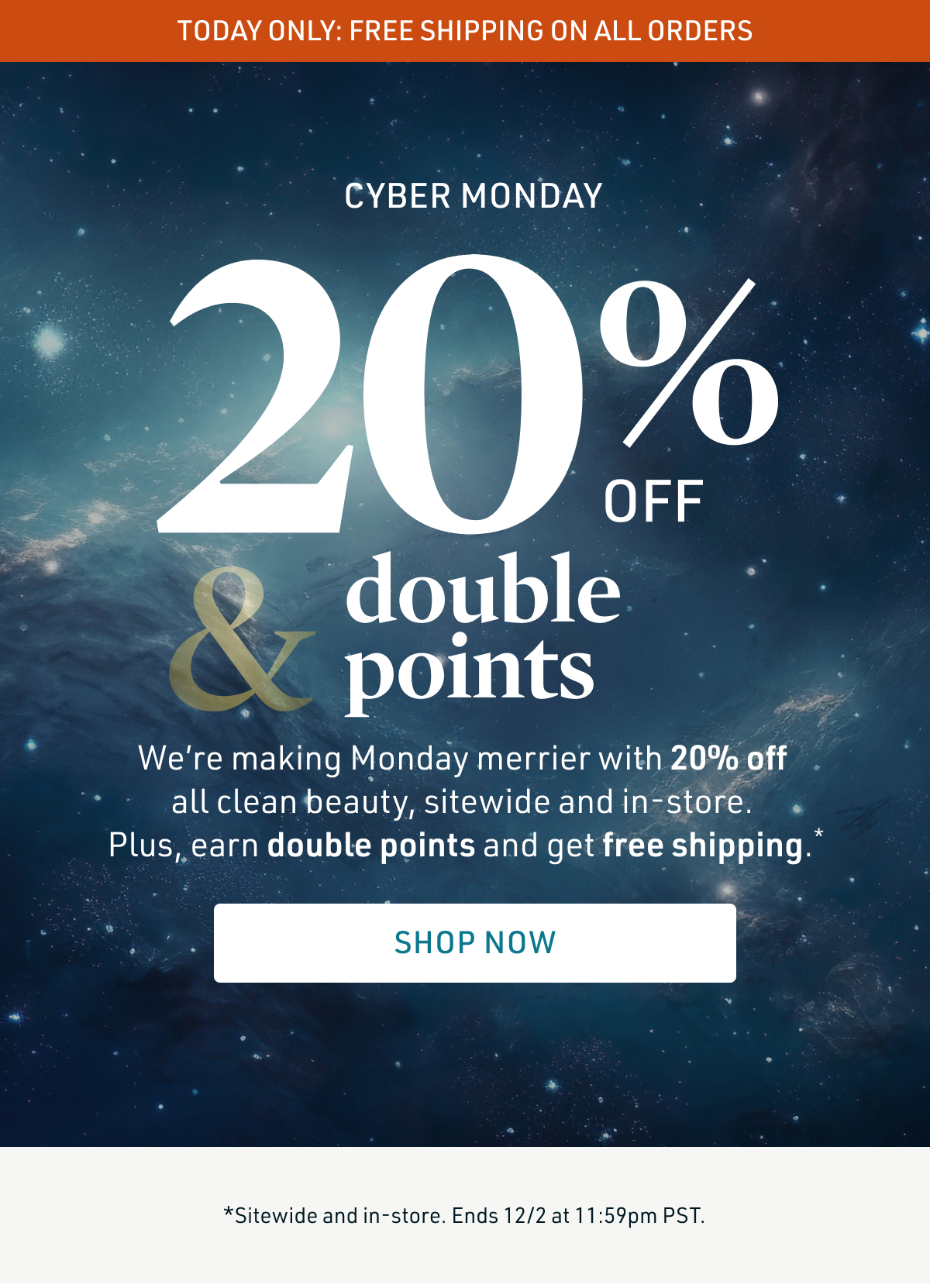 Today Only: 20% off + Double Points + Free Shipping