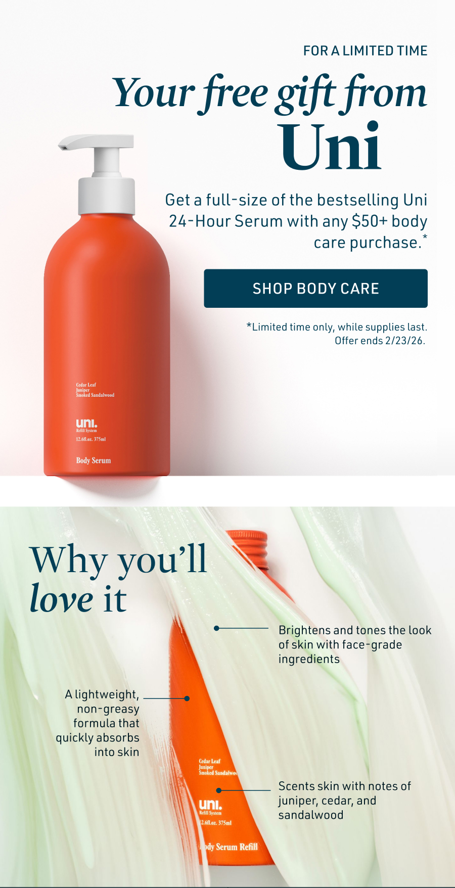 For a limited time, Your free gift from Uni