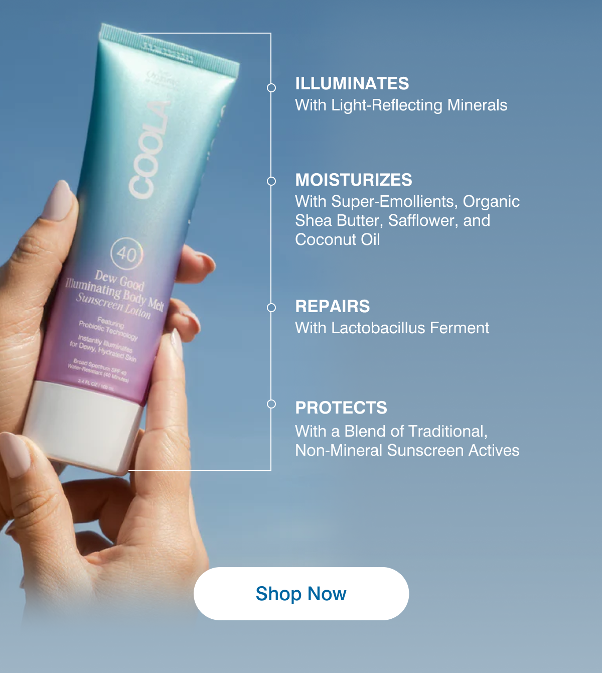 Illuminates, Moisturizes, Repairs, & Protects