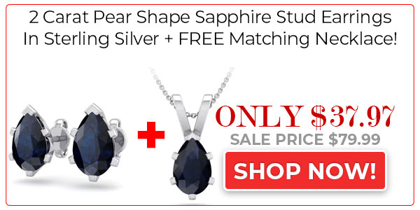 2 Carat Pear Shape Sapphire Stud Earrings In Sterling Silver