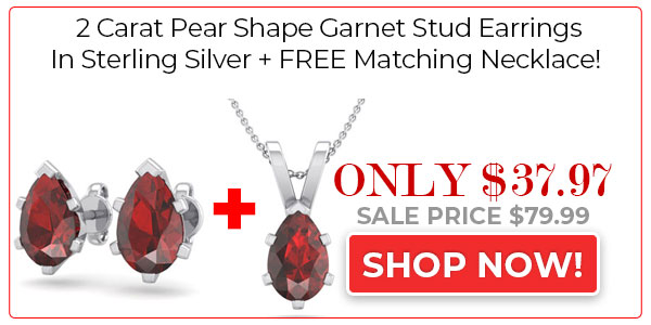 2 Carat Pear Shape Garnet Stud Earrings In 14K Yellow Gold Over Sterling Silver
