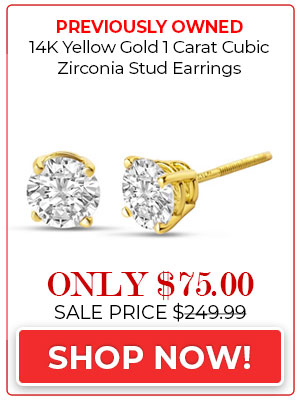 Previously Owned 14K Yellow Gold 1 Carat Cubic Zirconia Stud Earrings