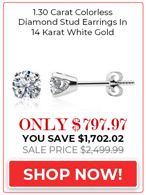 1.30 Carat Colorless Diamond Stud Earrings In 14 Karat White Gold