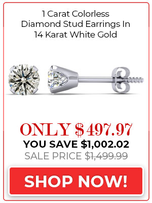 1 Carat Colorless Diamond Stud Earrings In 14 Karat White Gold