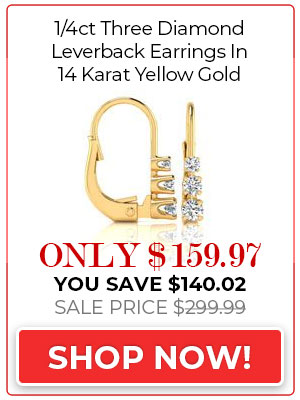 Diamond Drop Earrings 1/4ct Three Diamond Leverback Earrings In 14K Yellow Gold