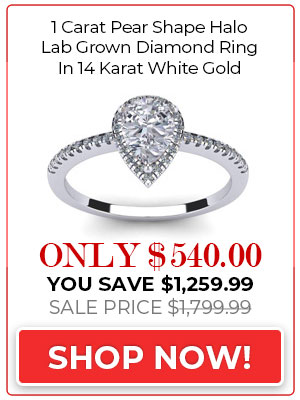 1 Carat Pear Shape Halo Lab Grown Diamond Ring In 14 Karat White Gold