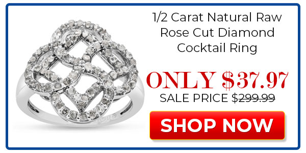 1/2 Carat Natural Raw Rose Cut Diamond Cocktail Ring
