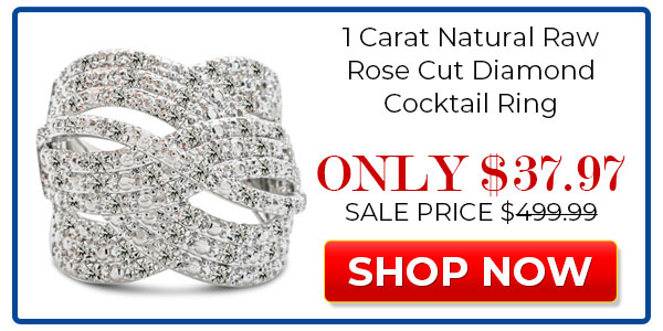 1 Carat Natural Raw Rose Cut Diamond Cocktail Ring
