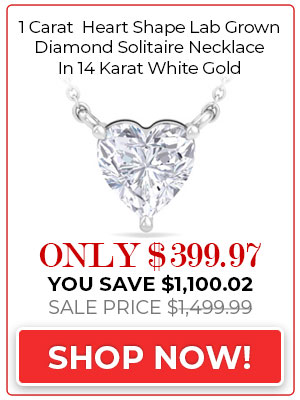 1 Carat Heart Shape Lab Grown Diamond Solitaire Necklace In 14 Karat White Gold