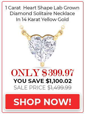 1 Carat Heart Shape Lab Grown Diamond Solitaire Necklace In 14 Karat Yellow Gold