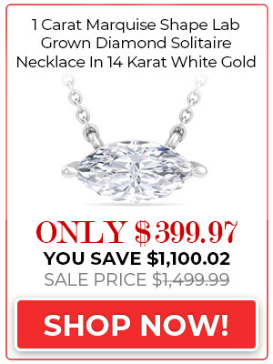 Lab Grown Diamond Necklace 1 Carat Marquise Shape Lab Grown Diamond Solitaire Necklace In 14 Karat White Gold