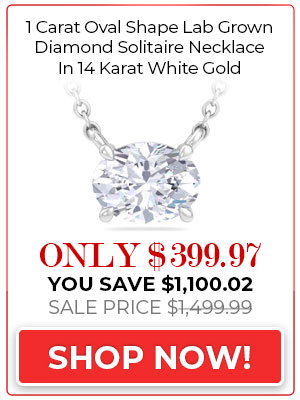 1 Carat Oval Shape Lab Grown Diamond Solitaire Necklace In 14 Karat White Gold