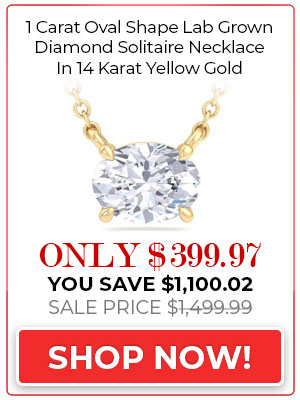 1 Carat Oval Shape Lab Grown Diamond Solitaire Necklace In 14 Karat Yellow Gold