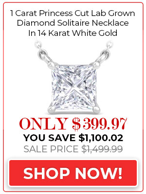 Lab Grown Diamond Necklace 1 Carat Princess Cut Lab Grown Diamond Solitaire Necklace In 14 Karat White Gold