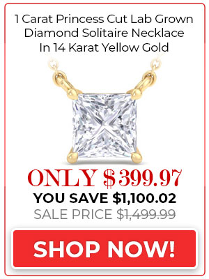 1 Carat Princess Cut Lab Grown Diamond Solitaire Necklace In 14 Karat Yellow Gold