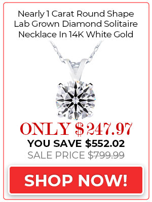Certified Nearly 1 Carat Round Shape Lab Grown Diamond Solitaire Necklace In 14K White Gold. CRAZY LOW PRICE, VERY FINE QUALITY!